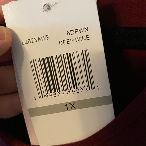 Nina‎ Leonard Deep Wine Sheer Sleeve Floral Detail Tunic Dress Plus Size 1X - Picture 6 of 10